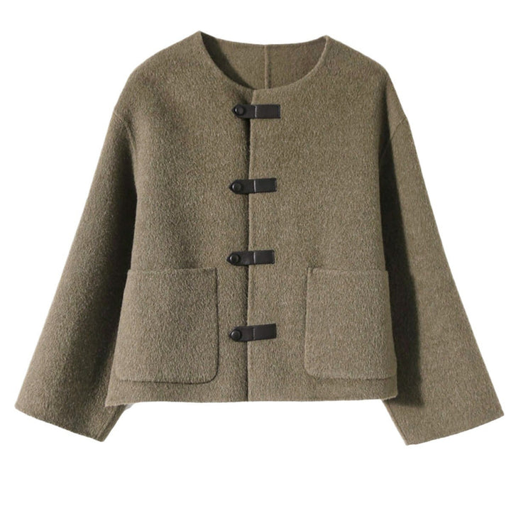 Women Elegant Wool Jacket with Buttons