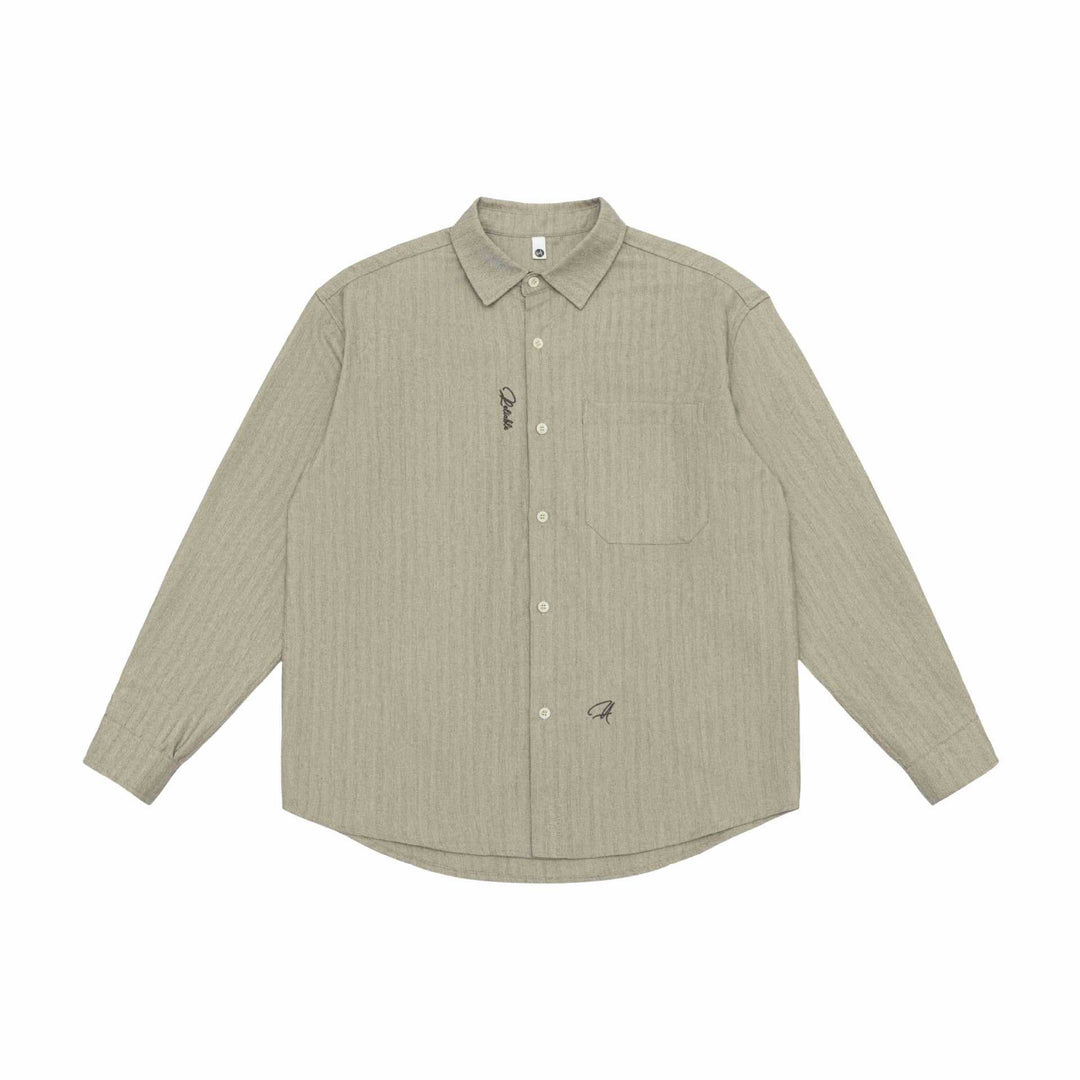 Unisex Oversized Shirt Jacket made of textured linen blend with chest pocket