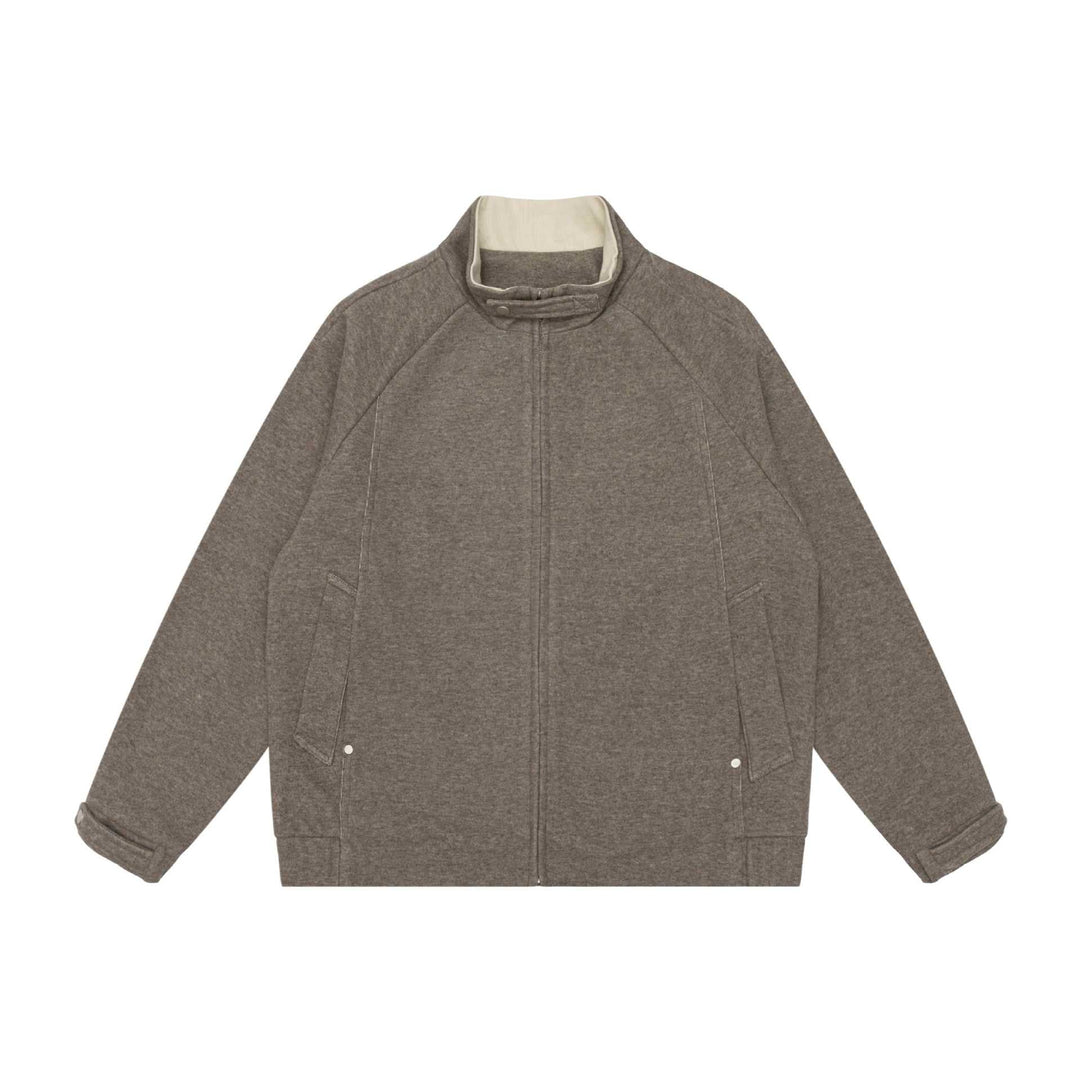 Women Boxy Zip Jacket with high stand-up collar, raglan sleeves and concealed zip