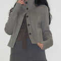 Women Fashionable Quilted Jacket with High Collar