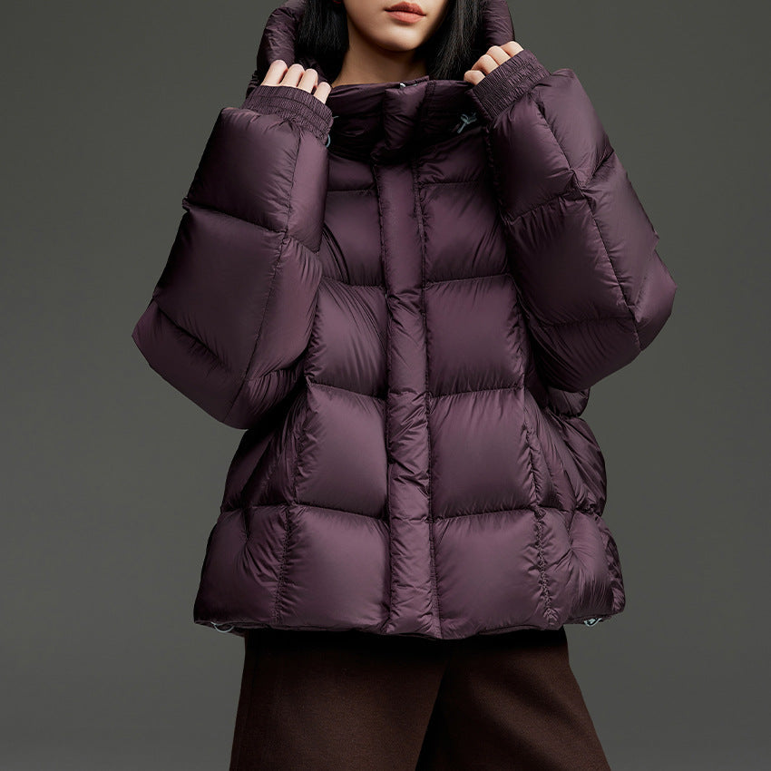 Women Short Quilted Down Jacket with Hood