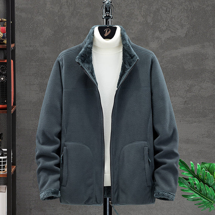 Women Cosy Fleece Jacket with Teddy Lining, Stand Collar and Two Zip Pockets