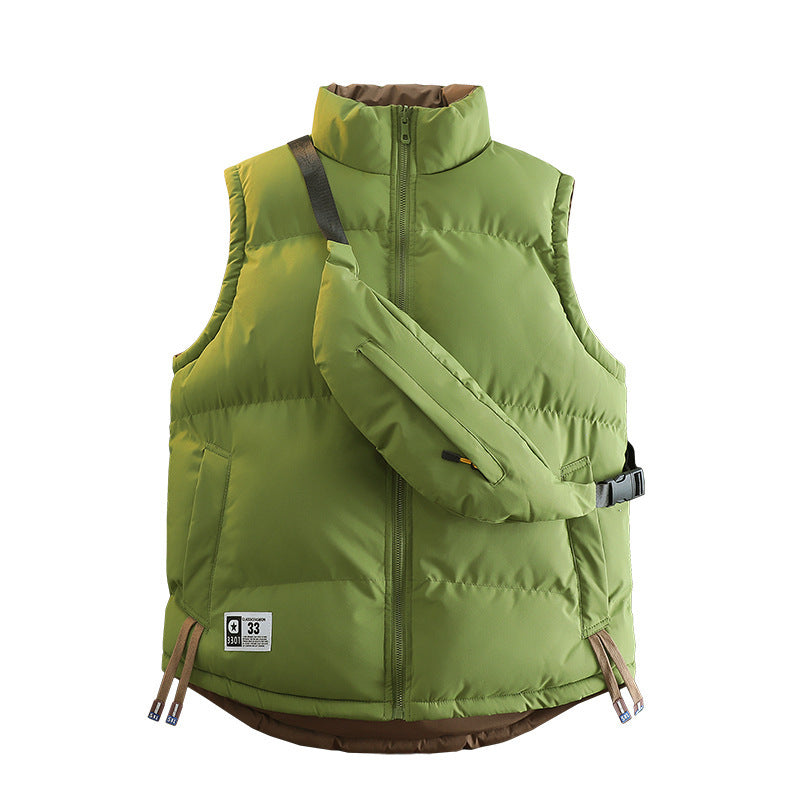 Ladies Modern Quilted Outdoor Vest with Integrated Belt Pocket System and High Stand Collar