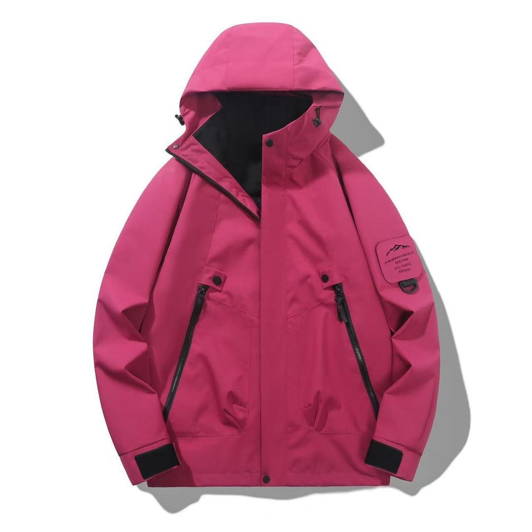 Women water-repellent softshell functional jacket with adjustable hood, windproof membrane and diagonal zip pockets