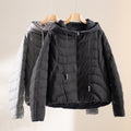 Women's quilted hooded winter jacket with tailored elastic waistband