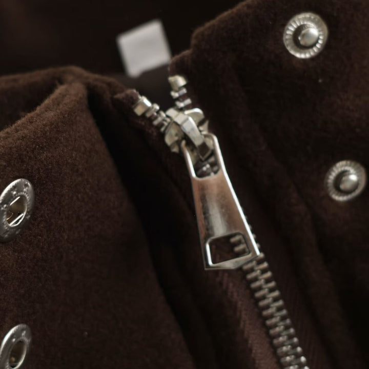 Ladies Boxy Wool Blend Blouson Jacket with Stand-Up Collar, Large Flap Pockets and Elastic Hem