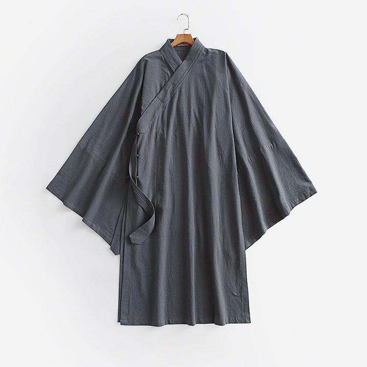 Unisex Oversize Kimono Coat with Wide Sleeves and Asymmetrical Wrap Front