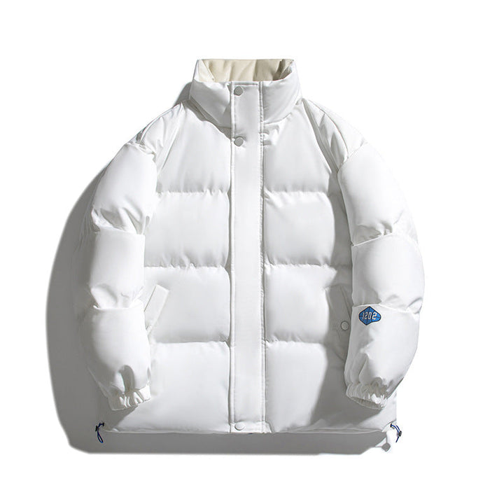 Unisex padded sleeveless quilted jacket with high stand-up collar, thermal insulation and drawstring hem