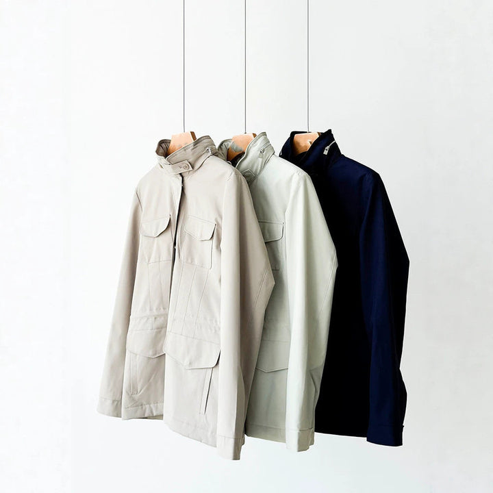 Women modern utility jacket with high collar