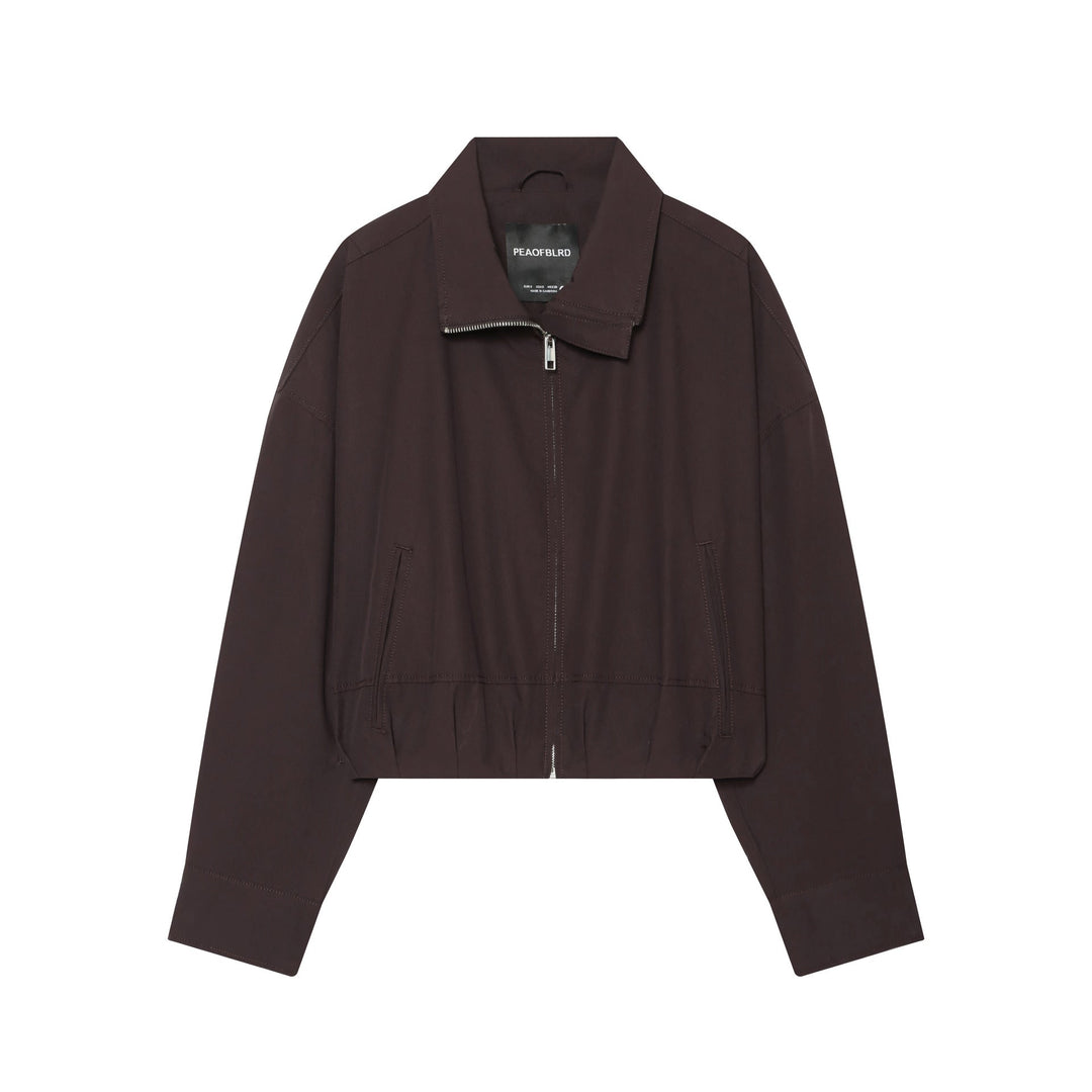 Women’s utilitarian short jacket with zip and shirt collar