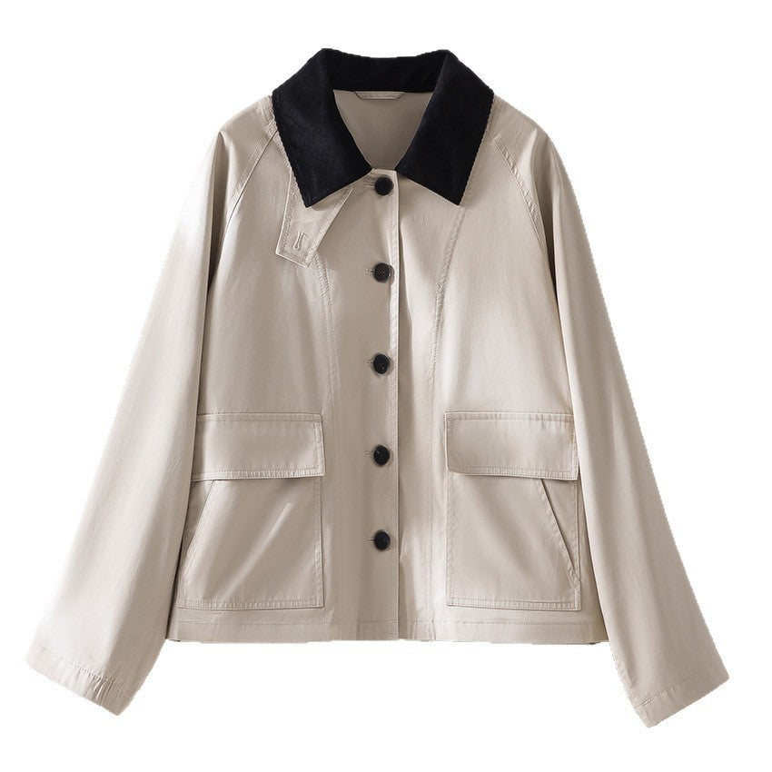 Women’s Short Jacket with Cord Collar and Patch Pockets