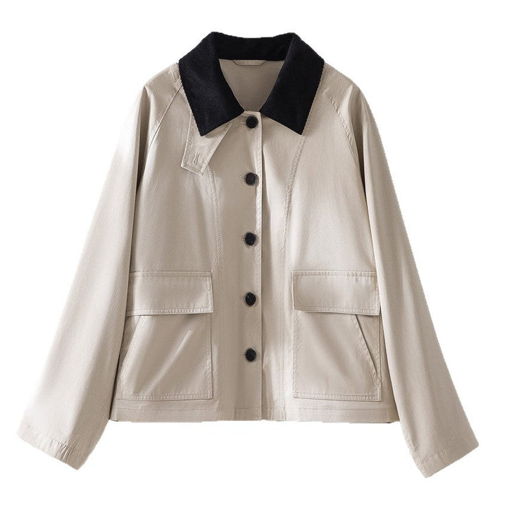Women’s Short Jacket with Cord Collar and Patch Pockets