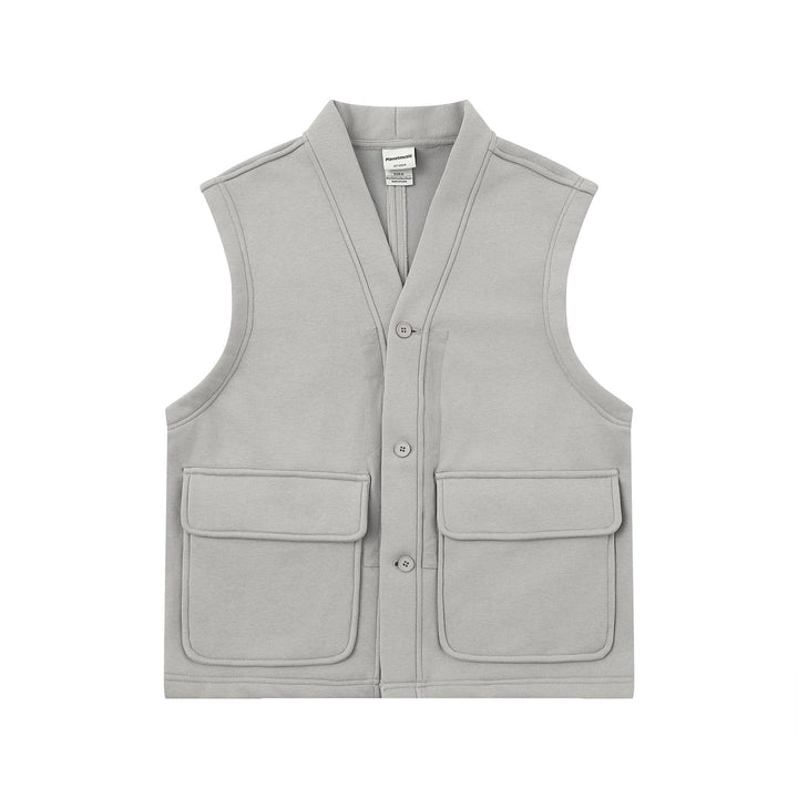 Unisex Utility Vest with V-Neck, large flap pockets and button placket