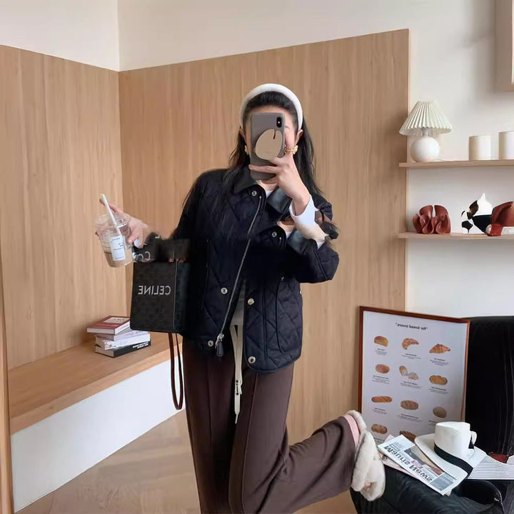 Women Fashionable Quilted Jacket with Pockets