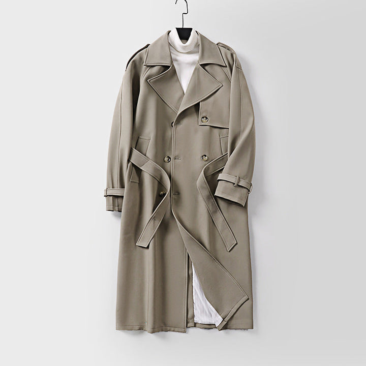 Women Double-Breasted Oversized Trench Coat with Wide Shawl Collar and Belt