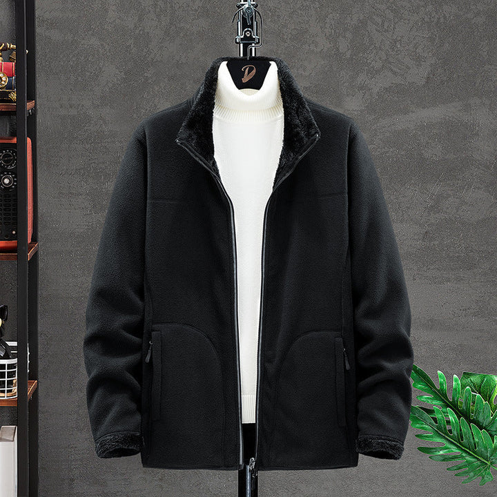 Women Cosy Fleece Jacket with Teddy Lining, Stand Collar and Two Zip Pockets