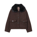 Women's Jacket with collar with faux fur padded winter