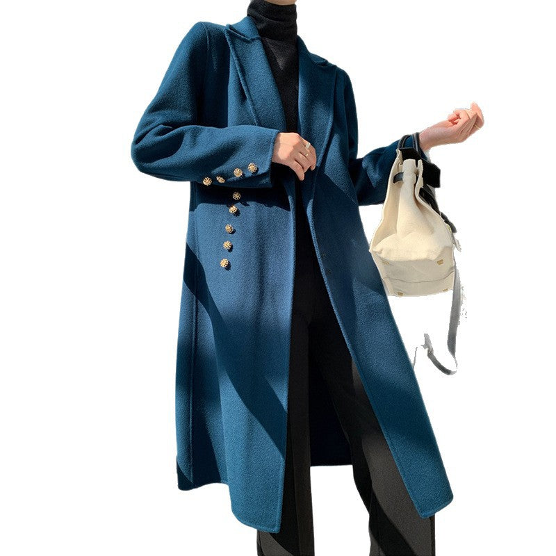 Women Elegant Wool Trench Coat