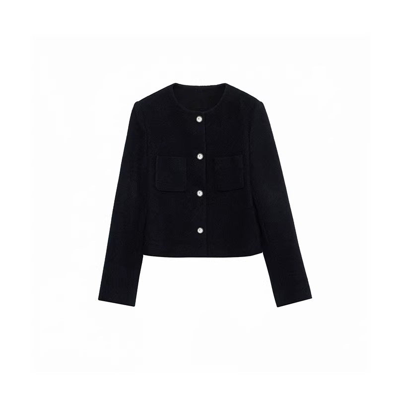 Women modern cropped jacket with elegant buttons