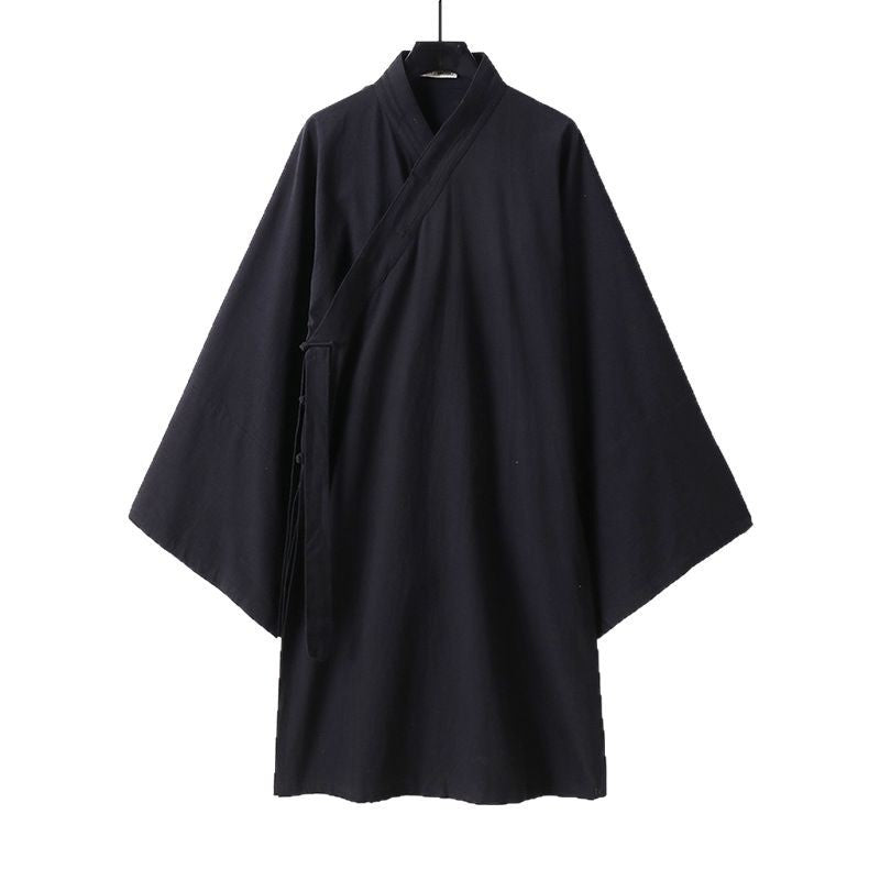 Unisex Oversize Kimono Coat with Wide Sleeves and Asymmetrical Wrap Front