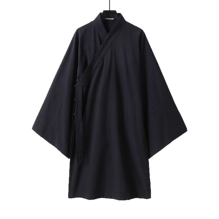 Unisex Oversize Kimono Coat with Wide Sleeves and Asymmetrical Wrap Front