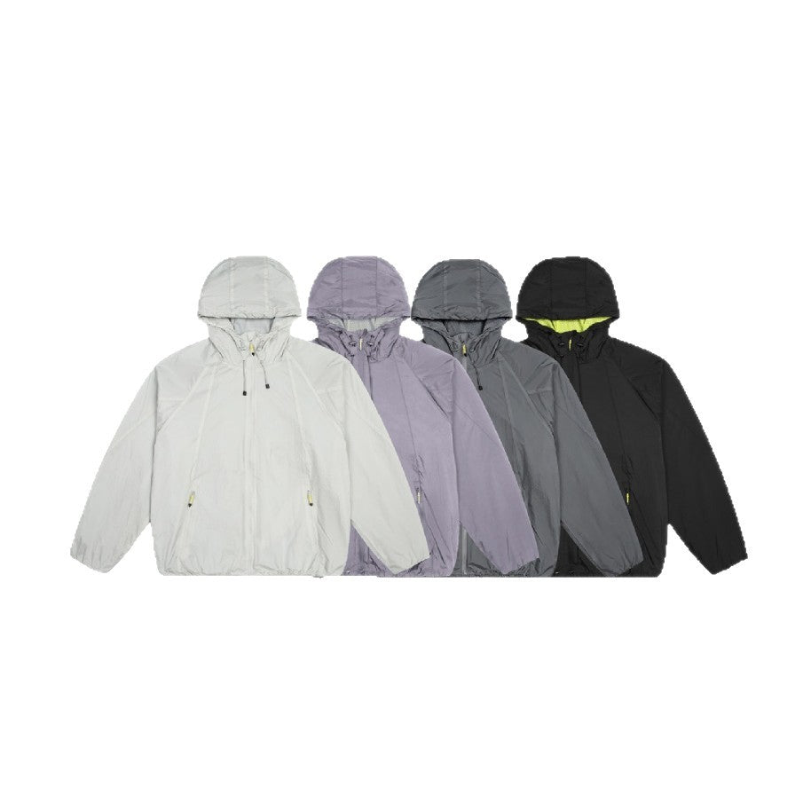 Unisex Lightweight Windbreaker with Adjustable Hood, Packable Nylon Jacket
