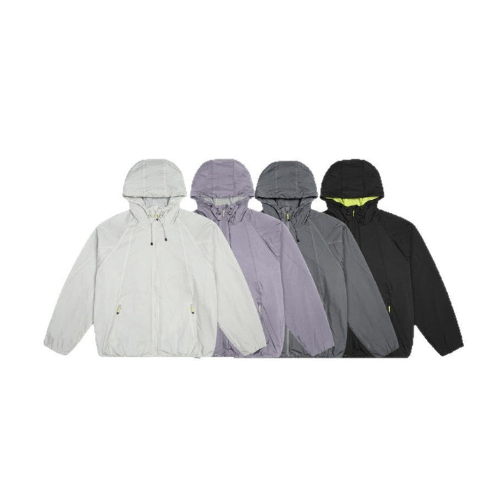 Unisex Lightweight Windbreaker with Adjustable Hood, Packable Nylon Jacket