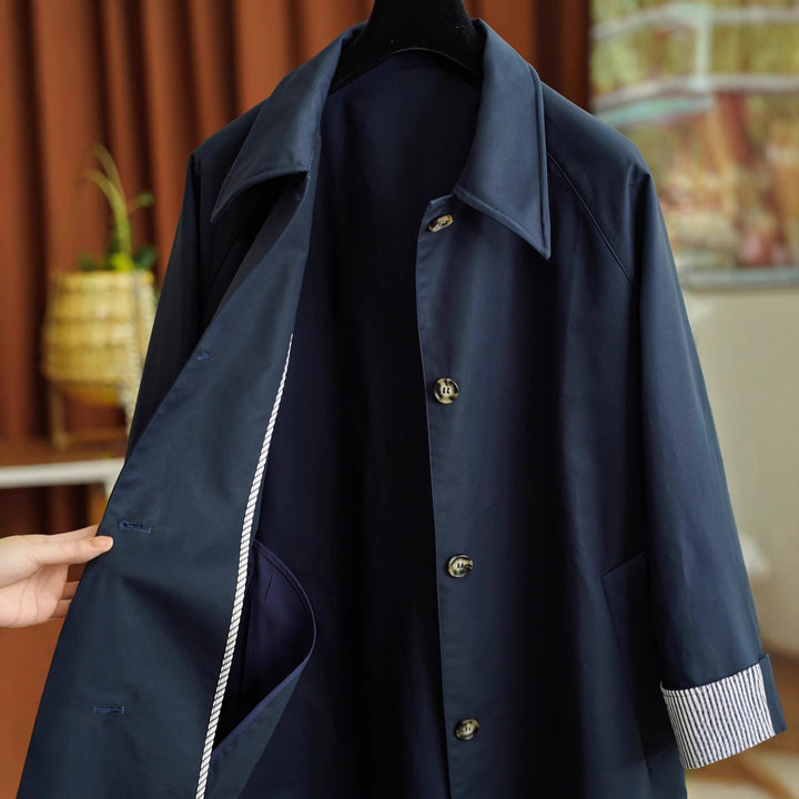 Women Elegant Trench Coat with Contrast Details