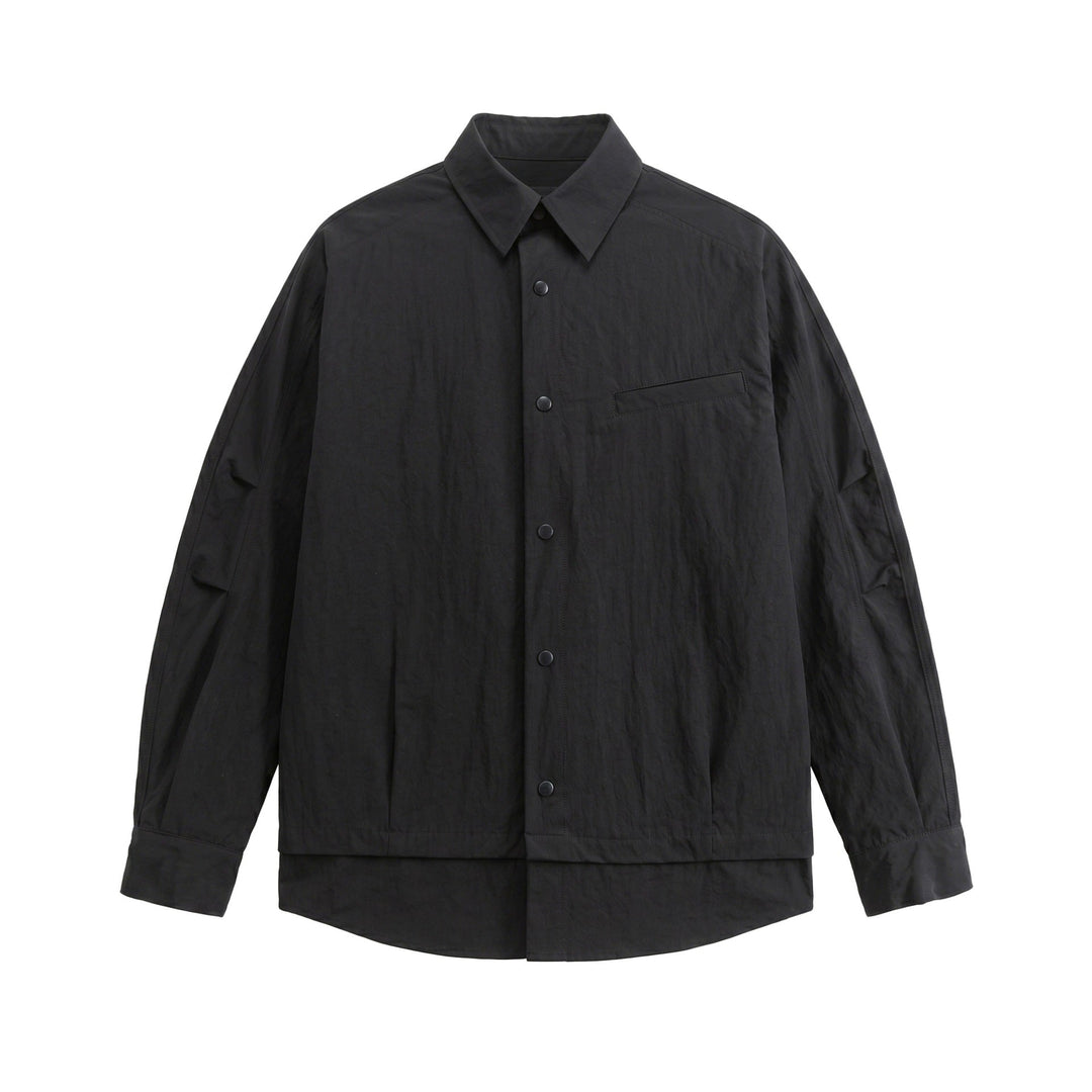 Unisex Oversize Shirt Jacket with Snap Buttons, Kent Collar and Chest Welt Pocket