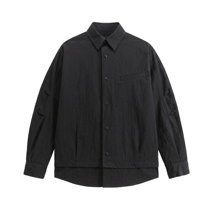 Unisex Oversize Shirt Jacket with Snap Buttons, Kent Collar and Chest Welt Pocket