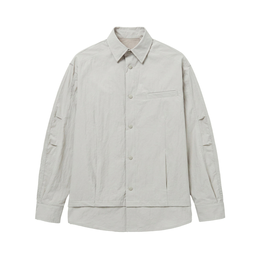 Unisex Oversize Shirt Jacket with Snap Buttons, Kent Collar and Chest Welt Pocket