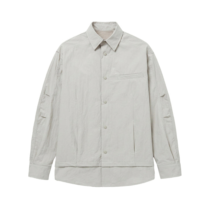 Unisex Oversize Shirt Jacket with Snap Buttons, Kent Collar and Chest Welt Pocket