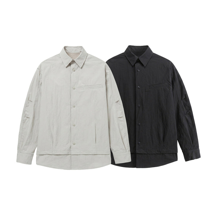 Unisex Oversize Shirt Jacket with Snap Buttons, Kent Collar and Chest Welt Pocket