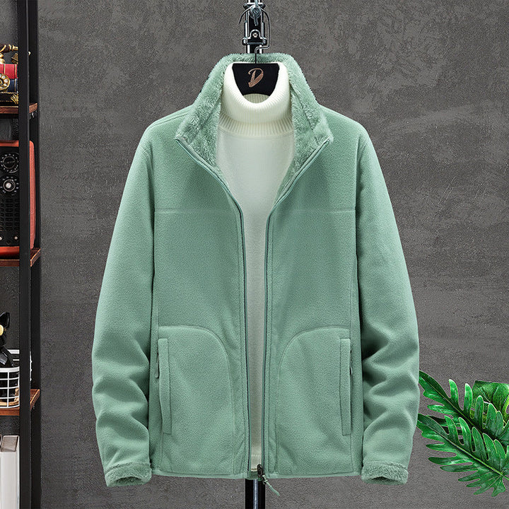Women Cosy Fleece Jacket with Teddy Lining, Stand Collar and Two Zip Pockets