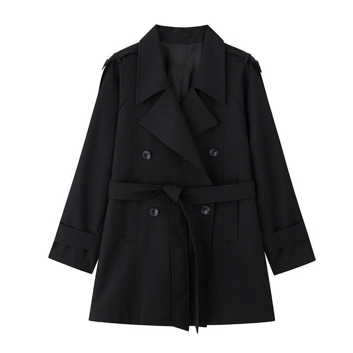 Women Elegant Trench Coat with Waist Belt