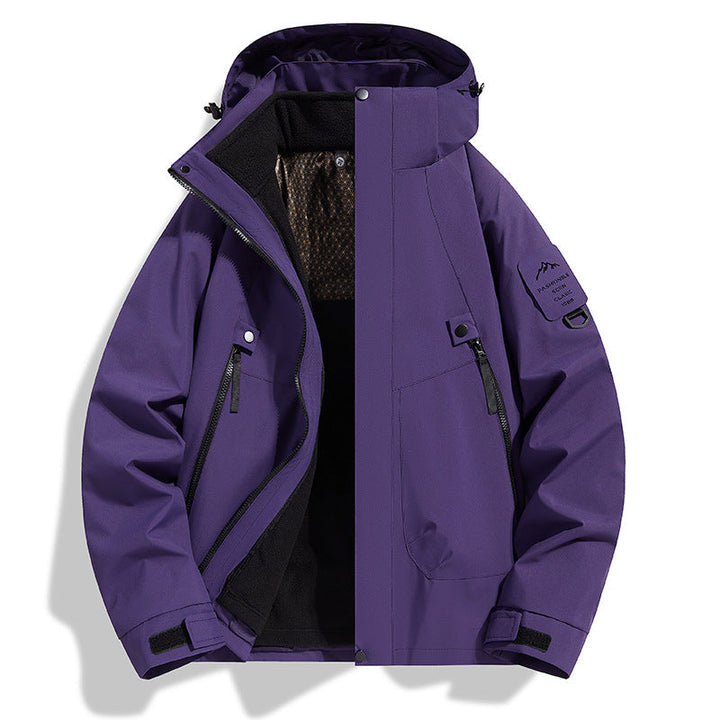 Women water-repellent softshell functional jacket with adjustable hood, windproof membrane and diagonal zip pockets