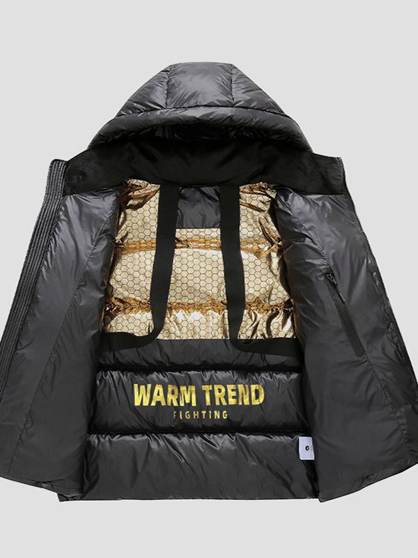 Men Padded Thermal Hooded Quilted Jacket with Reflective Insulation Inside