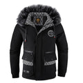 Men's urban thermal parka with removable faux fur hood, quilted inner lining and multifunctional front pockets