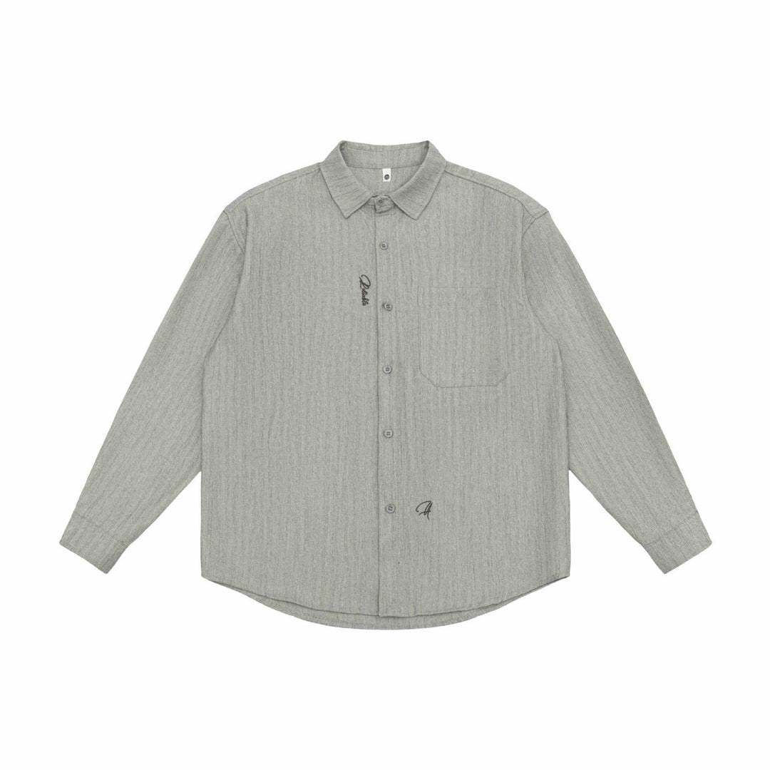 Unisex Oversized Shirt Jacket made of textured linen blend with chest pocket