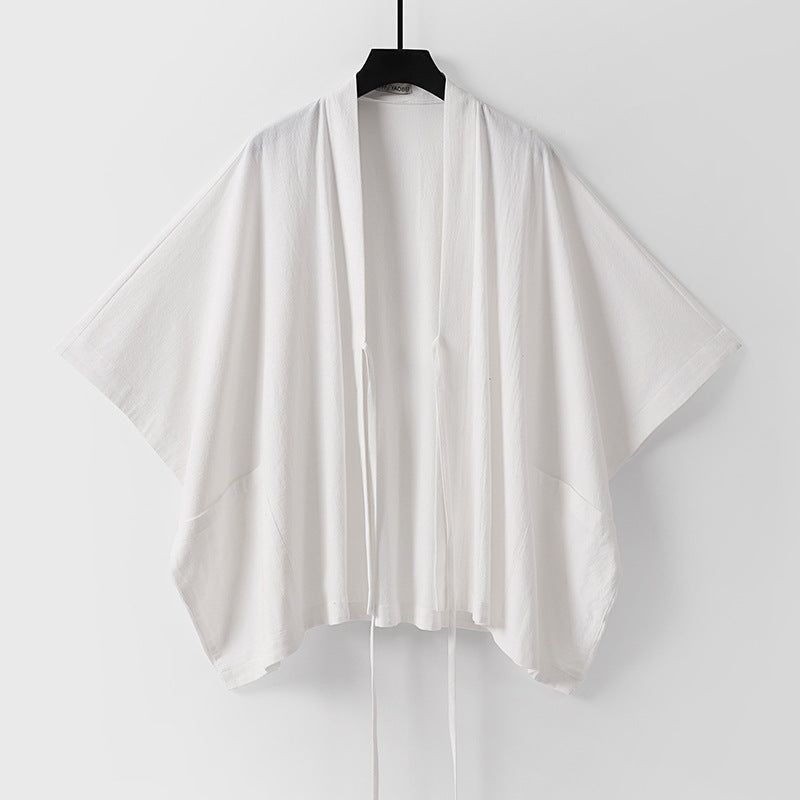 Women Oversize Kimono Cardigan with Tie and Patch Pockets