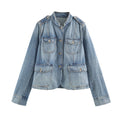 Jacket denim women's lightweight quilted warm
