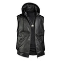 men's fashion faux leather hooded gilet