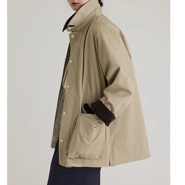 Women Stylish Transitional Jacket with Practical Collar and Large Pockets
