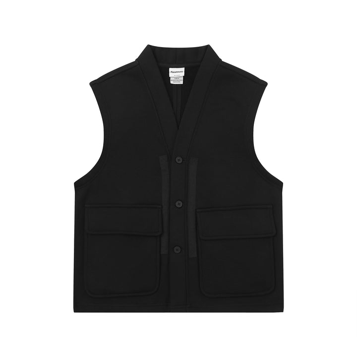 Unisex Utility Vest with V-Neck, large flap pockets and button placket