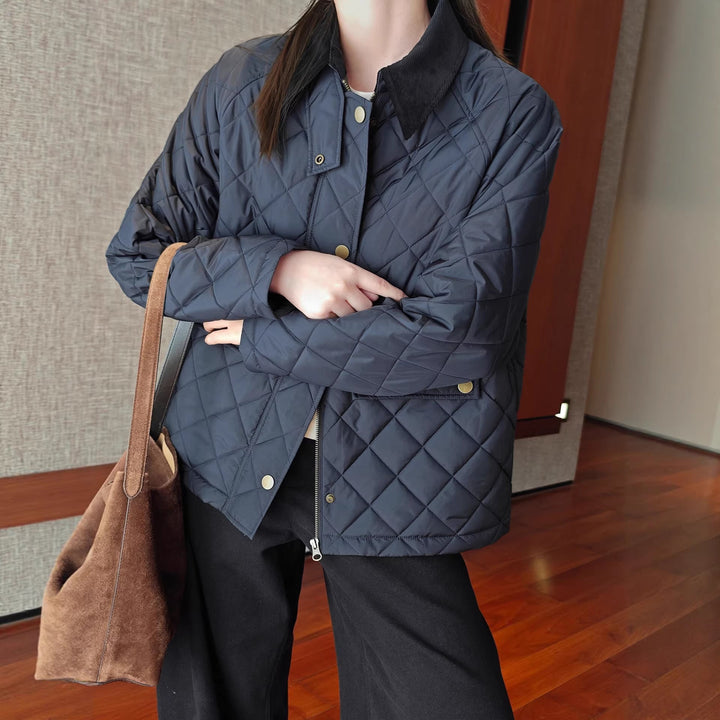 Ladies Quilted Jacket with High Collar