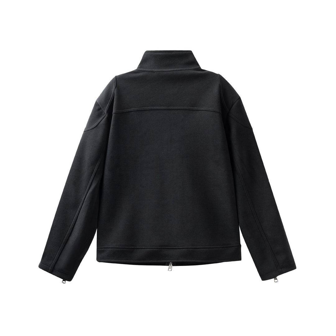 Unisex High Collar Zip Jacket made of French Terry with sleeve slits and side pockets