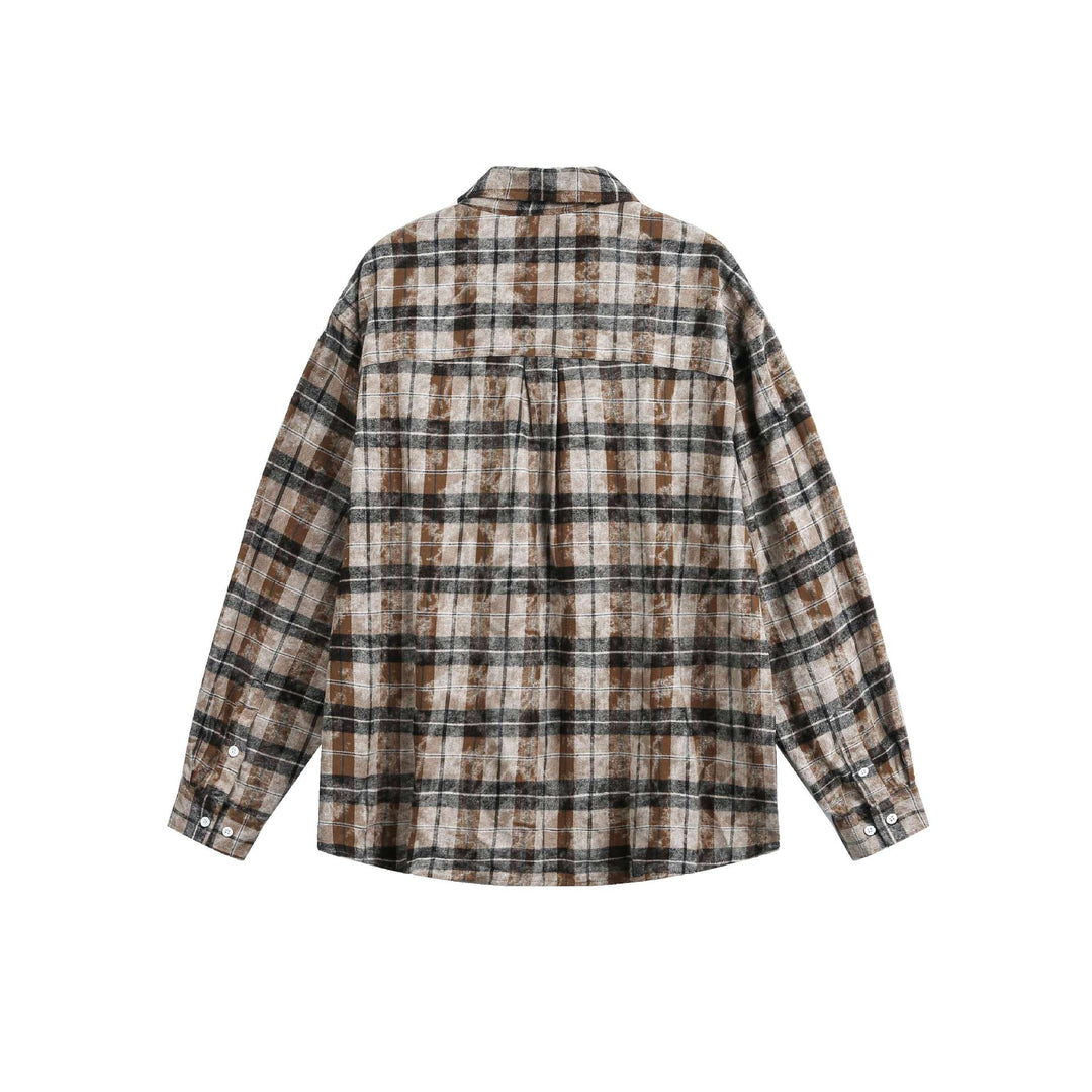 Unisex Oversized Flannel Shirt Jacket in Boxy Cut with Chest Pocket