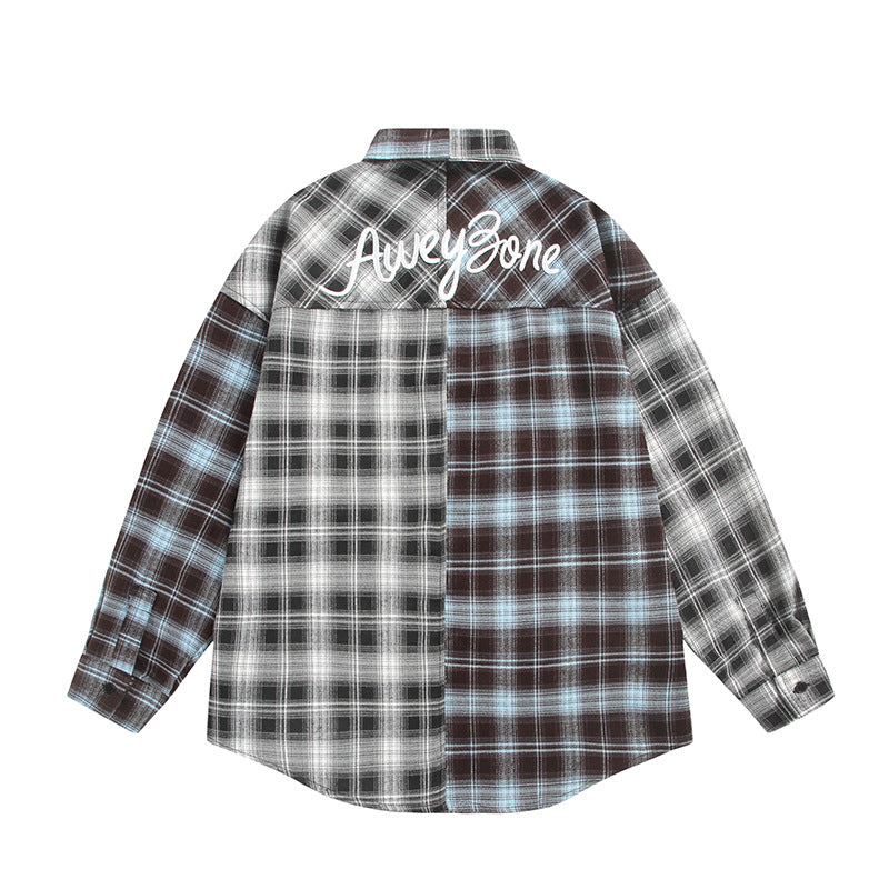 Unisex Split Check Overshirt in Shirt Jacket Style