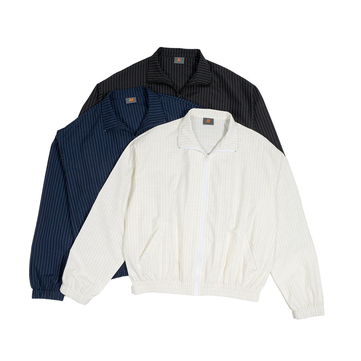 Unisex oversized zip jacket made of ribbed blend cotton with stand collar and elastic hem