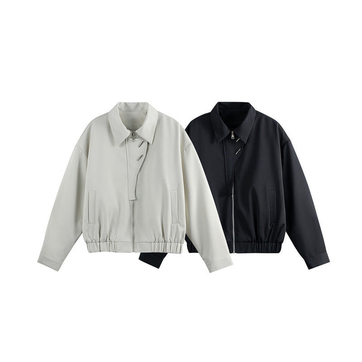 Unisex Lightweight Blouson with Lapel Collar, Hidden Zip and Elastic Hem